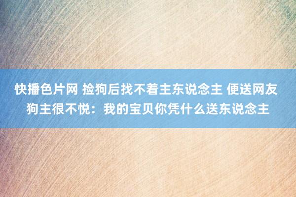 快播色片网 捡狗后找不着主东说念主 便送网友 狗主很不悦：我的宝贝你凭什么送东说念主