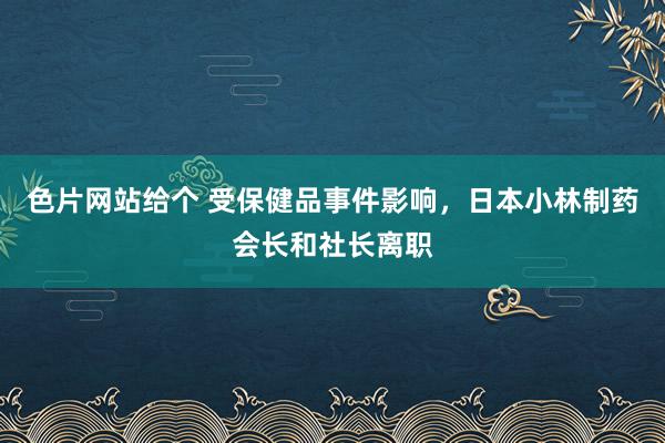 色片网站给个 受保健品事件影响，日本小林制药会长和社长离职