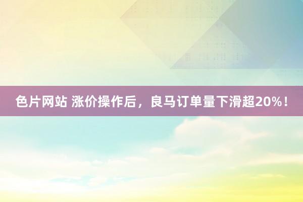 色片网站 涨价操作后，良马订单量下滑超20%！