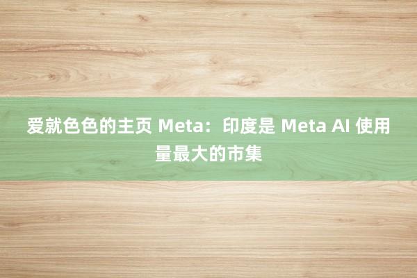 爱就色色的主页 Meta：印度是 Meta AI 使用量最大的市集