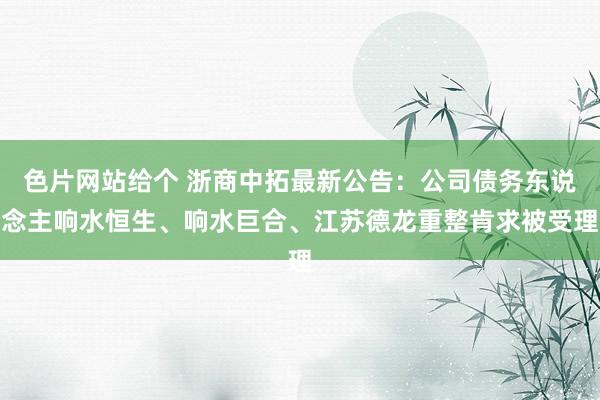 色片网站给个 浙商中拓最新公告：公司债务东说念主响水恒生、响水巨合、江苏德龙重整肯求被受理