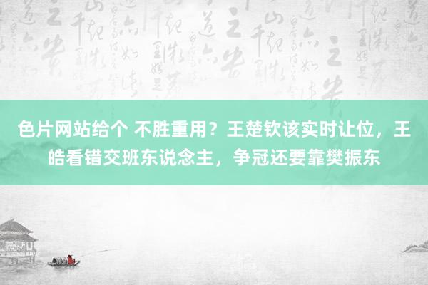 色片网站给个 不胜重用？王楚钦该实时让位，王皓看错交班东说念主，争冠还要靠樊振东