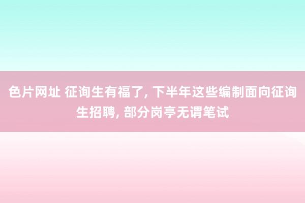 色片网址 征询生有福了， 下半年这些编制面向征询生招聘， 部分岗亭无谓笔试