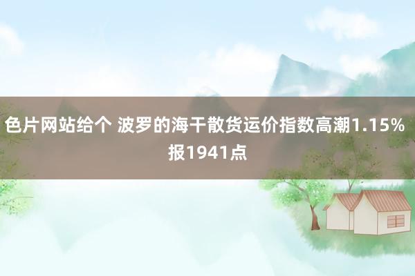 色片网站给个 波罗的海干散货运价指数高潮1.15% 报1941点