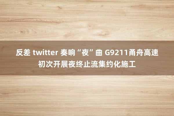 反差 twitter 奏响“夜”曲 G9211甬舟高速初次开展夜终止流集约化施工