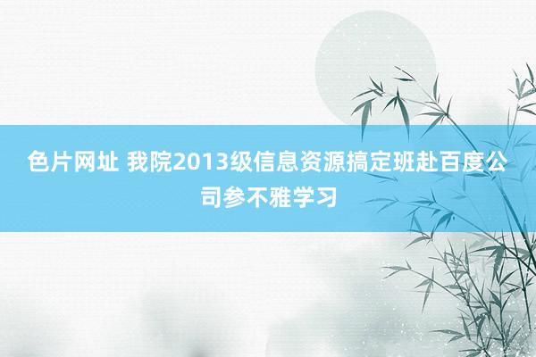 色片网址 我院2013级信息资源搞定班赴百度公司参不雅学习