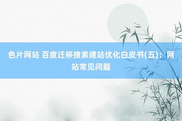 色片网站 百度迁移搜索建站优化白皮书(五)：网站常见问题