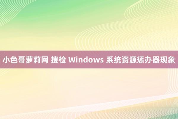 小色哥萝莉网 搜检 Windows 系统资源惩办器现象