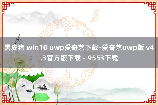 黑皮猪 win10 uwp爱奇艺下载-爱奇艺uwp版 v4.3官方版下载 - 9553下载